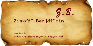 Ziskó Benjámin névjegykártya